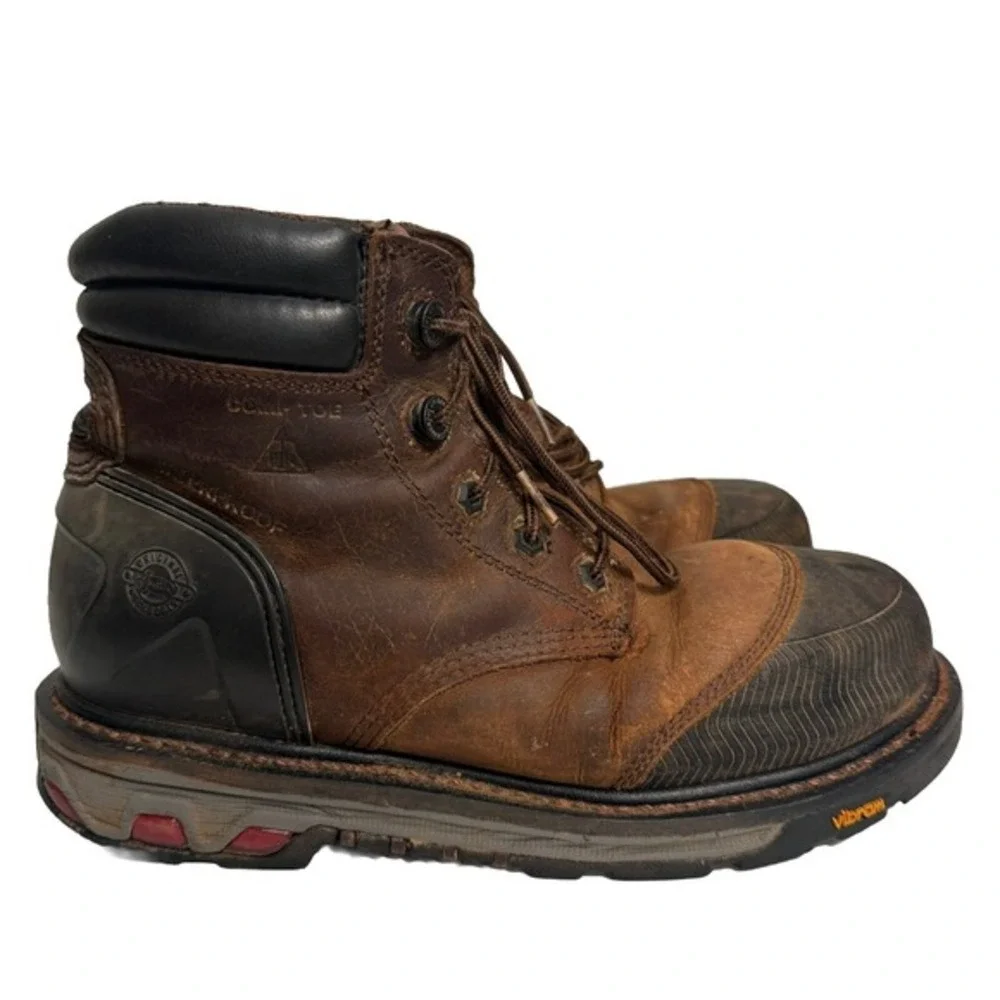 Justin Original Workboots Mens Brown Leather Composite Toe Waterproof Work Boots